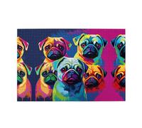 Jigsaw Puzzles1000 Piece Whjdpp Multiple Dogs Pop Art Pugs Picture Educational Intellectual Wooden Puzzles, Fun Puzzles, Stress Relieving Game