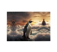 Jigsaw Puzzles1000 Piece Whjdpp Penguin Sea Picture Educational Intellectual Wooden Puzzles, Fun Puzzles, Stress Relieving Game