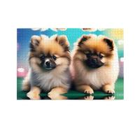 Jigsaw Puzzles1000 Piece Whjdpp Pomeranians Puppies and Point Picture Educational Intellectual Wooden Puzzles, Fun Puzzles, Stress Relieving Game