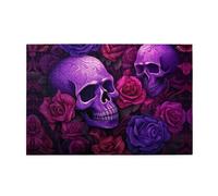 Jigsaw Puzzles1000 Piece Whjdpp Purple Skulls and Roses Picture Educational Intellectual Wooden Puzzles, Fun Puzzles, Stress Relieving Game