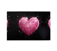 Jigsaw Puzzles1000 Piece Whjdpp Red Heart Pink Glitter Picture Educational Intellectual Wooden Puzzles, Fun Puzzles, Stress Relieving Game