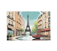Jigsaw Puzzles1000 Piece Whjdpp Romantic Paris Eiffel Tower Bycicle Picture Educational Intellectual Wooden Puzzles, Fun Puzzles, Stress Relieving Game