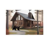 Jigsaw Puzzles1000 Piece Whjdpp Rustic Lodge Bear Picture Educational Intellectual Wooden Puzzles, Fun Puzzles, Stress Relieving Game