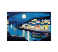 Jigsaw Puzzles1000 Piece Whjdpp Seaside Town Pattern Educational Intellectual Wooden Puzzles, Fun Puzzles, Stress Relieving Puzzles
