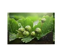 Jigsaw Puzzles1000 Piece Whjdpp Snail On Vegetable Leaf Pattern Educational Intellectual Wooden Puzzles, Fun Puzzles, Stress Relieving Puzzles