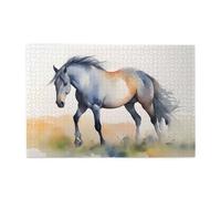Jigsaw Puzzles1000 Piece Whjdpp Watercolor Horse Picture Educational Intellectual Wooden Puzzles, Fun Puzzles, Stress Relieving Game