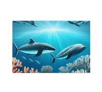 Jigsaw Puzzles1000 Piece Whjdpp Whales Under The Sea Pattern Educational Intellectual Wooden Puzzles, Fun Puzzles, Stress Relieving Puzzles