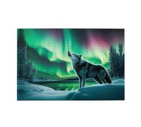 Jigsaw Puzzles1000 Piece Whjdpp Wolves Howl in The Northern Lights Picture Educational Intellectual Wooden Puzzles, Fun Puzzles, Stress Relieving Game