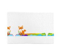 Jigsaw Puzzles1000 Piece Whjshop Baby Fox On The Rainbow Prints Educational Intellectual Wooden Puzzles, Fun Puzzles, Stress Relieving Puzzles