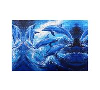 Jigsaw Puzzles1000 Piece Whjshop Blue Dolphin in The Ocean Prints Educational Intellectual Wooden Puzzles, Fun Puzzles, Stress Relieving Puzzles