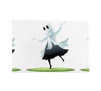 Jigsaw Puzzles1000 Piece Yyhwhjde A Ghost Wearing A Bow is Dancing Prints Quality Wooden Puzzle for Adults and Kids, Fun Puzzles, Stress Relieving Puzzles