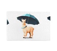 Jigsaw Puzzles1000 Piece Yyhwhjde Alpaca Holding an Umbrella Prints Quality Wooden Puzzle for Adults and Kids, Fun Puzzles, Stress Relieving Puzzles