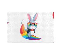 Jigsaw Puzzles1000 Piece Yyhwhjde Aviator Rabbit Over The Rainbow Picture Educational Intellectual Wooden Puzzles, Fun Puzzles, Stress Relieving Puzzles
