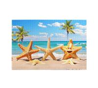 Jigsaw Puzzles1000 Piece Yyhwhjde Beach Starfish Pattern Quality Wooden Puzzle for Adults and Kids, Fun Puzzles, Stress Relieving Puzzles