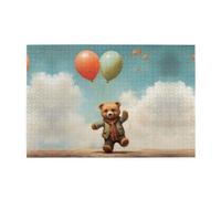 Jigsaw Puzzles1000 Piece Yyhwhjde Bear Chasing Balloons Prints Educational Intellectual Wooden Puzzles, Fun Puzzles, Stress Relieving Game