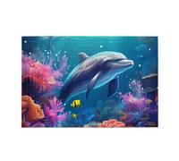 Jigsaw Puzzles1000 Piece Yyhwhjde Beautiful Underwater World Dolphins Coral Pattern Quality Wooden Puzzle for Adults and Kids, Fun Puzzles, Stress Relieving Puzzles