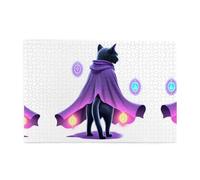 Jigsaw Puzzles1000 Piece Yyhwhjde Black Cat in A Cloak Prints Quality Wooden Puzzle for Adults and Kids, Fun Puzzles, Stress Relieving Puzzles