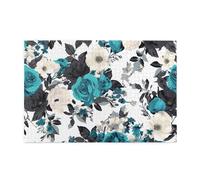 Jigsaw Puzzles1000 Piece Yyhwhjde Black White Teal Gray Rose Flowers Pattern Quality Wooden Puzzle for Adults and Kids, Fun Puzzles, Stress Relieving Puzzles