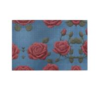 Jigsaw Puzzles1000 Piece Yyhwhjde Blue Background with Pink Roses Pattern Quality Wooden Puzzle for Adults and Kids, Fun Puzzles, Stress Relieving Puzzles