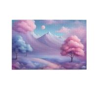 Jigsaw Puzzles1000 Piece Yyhwhjde Blue Pink and Purple Pastel Colors Pattern Quality Wooden Puzzle for Adults and Kids, Fun Puzzles, Stress Relieving Puzzles