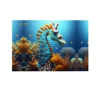 Jigsaw Puzzles1000 Piece Yyhwhjde Blue Seahorse Picture Educational Intellectual Wooden Puzzles, Fun Puzzles, Stress Relieving Puzzles