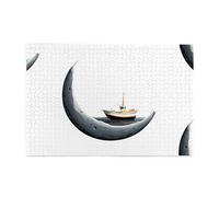Jigsaw Puzzles1000 Piece Yyhwhjde Boat On The Moon Picture Educational Intellectual Wooden Puzzles, Fun Puzzles, Stress Relieving Puzzles