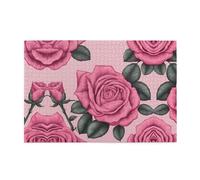 Jigsaw Puzzles1000 Piece Yyhwhjde Bright Pink Roses Pattern Quality Wooden Puzzle for Adults and Kids, Fun Puzzles, Stress Relieving Puzzles