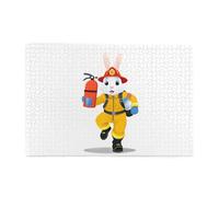 Jigsaw Puzzles1000 Piece Yyhwhjde Bunny Firefighter Putting Out Fire Prints Educational Intellectual Wooden Puzzles, Fun Puzzles, Stress Relieving Game