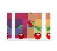 Jigsaw Puzzles1000 Piece Yyhwhjde Cherry On Colored Squares Prints Educational Intellectual Wooden Puzzles, Fun Puzzles, Stress Relieving Game