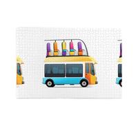 Jigsaw Puzzles1000 Piece Yyhwhjde Colorful Public Vehicles Prints Quality Wooden Puzzle for Adults and Kids, Fun Puzzles, Stress Relieving Puzzles