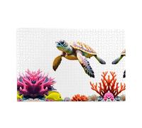 Jigsaw Puzzles1000 Piece Yyhwhjde Coral Bottom Sea Turtle Pattern Quality Wooden Puzzle for Adults and Kids, Fun Puzzles, Stress Relieving Puzzles