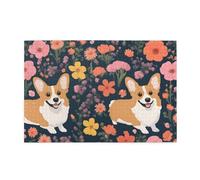 Jigsaw Puzzles1000 Piece Yyhwhjde Corgi Floral Flowers Prints Educational Intellectual Wooden Puzzles, Fun Puzzles, Stress Relieving Game