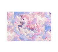 Jigsaw Puzzles1000 Piece Yyhwhjde Crown Unicorn On The White Clouds Picture Educational Intellectual Wooden Puzzles, Fun Puzzles, Stress Relieving Puzzles