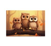Jigsaw Puzzles1000 Piece Yyhwhjde Cute Brown Cartoon Owls Prints Quality Wooden Puzzle for Adults and Kids, Fun Puzzles, Stress Relieving Puzzles