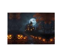 Jigsaw Puzzles1000 Piece Yyhwhjde Cute Pumpkin Lights Pattern Quality Wooden Puzzle for Adults and Kids, Fun Puzzles, Stress Relieving Puzzles