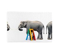 Jigsaw Puzzles1000 Piece Yyhwhjde Elephant On Colorful Ladder Prints Quality Wooden Puzzle for Adults and Kids, Fun Puzzles, Stress Relieving Puzzles