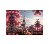 Jigsaw Puzzles1000 Piece Yyhwhjde Flower Paris Eiffel Tower Picture Educational Intellectual Wooden Puzzles, Fun Puzzles, Stress Relieving Puzzles