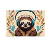 Jigsaw Puzzles1000 Piece Yyhwhjde Funny Cute Animal Sloth Music Pattern Quality Wooden Puzzle for Adults and Kids, Fun Puzzles, Stress Relieving Puzzles