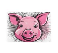 Jigsaw Puzzles1000 Piece Yyhwhjde Funny Pink Pig Face Pattern Quality Wooden Puzzle for Adults and Kids, Fun Puzzles, Stress Relieving Puzzles