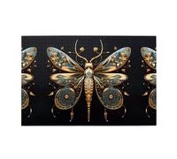Jigsaw Puzzles1000 Piece Yyhwhjde Golden Delicate Dragonfly On Black Background Prints Quality Wooden Puzzle for Adults and Kids, Fun Puzzles, Stress Relieving Puzzles