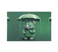Jigsaw Puzzles1000 Piece Yyhwhjde Green Bear Holding an Umbrella Prints Educational Intellectual Wooden Puzzles, Fun Puzzles, Stress Relieving Game