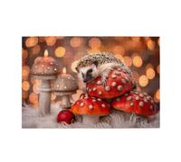 Jigsaw Puzzles1000 Piece Yyhwhjde Hedgehog On Mushroom Prints Quality Wooden Puzzle for Adults and Kids, Fun Puzzles, Stress Relieving Puzzles