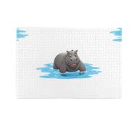 Jigsaw Puzzles1000 Piece Yyhwhjde Hippopotamus Swimming Happily Picture Educational Intellectual Wooden Puzzles, Fun Puzzles, Stress Relieving Puzzles