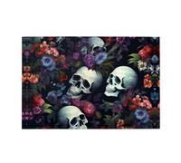 Jigsaw Puzzles1000 Piece Yyhwhjde Horrible Dark Skulls Flowers Pattern Prints Quality Wooden Puzzle for Adults and Kids, Fun Puzzles, Stress Relieving Puzzles