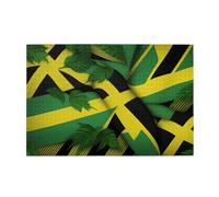 Jigsaw Puzzles1000 Piece Yyhwhjde Jamaica Flag Leaves Pattern Quality Wooden Puzzle for Adults and Kids, Fun Puzzles, Stress Relieving Puzzles