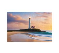 Jigsaw Puzzles1000 Piece Yyhwhjde Lighthouse Beach Pattern Quality Wooden Puzzle for Adults and Kids, Fun Puzzles, Stress Relieving Puzzles