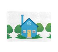 Jigsaw Puzzles1000 Piece Yyhwhjde Little Blue House Prints Educational Intellectual Wooden Puzzles, Fun Puzzles, Stress Relieving Game