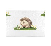 Jigsaw Puzzles1000 Piece Yyhwhjde Little Hedgehog Picking Daisies Picture Educational Intellectual Wooden Puzzles, Fun Puzzles, Stress Relieving Puzzles