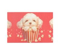 Jigsaw Puzzles1000 Piece Yyhwhjde Little White Dog in Popcorn Prints Educational Intellectual Wooden Puzzles, Fun Puzzles, Stress Relieving Game