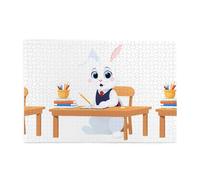 Jigsaw Puzzles1000 Piece Yyhwhjde Little White Rabbit Doing Homework Prints Quality Wooden Puzzle for Adults and Kids, Fun Puzzles, Stress Relieving Puzzles